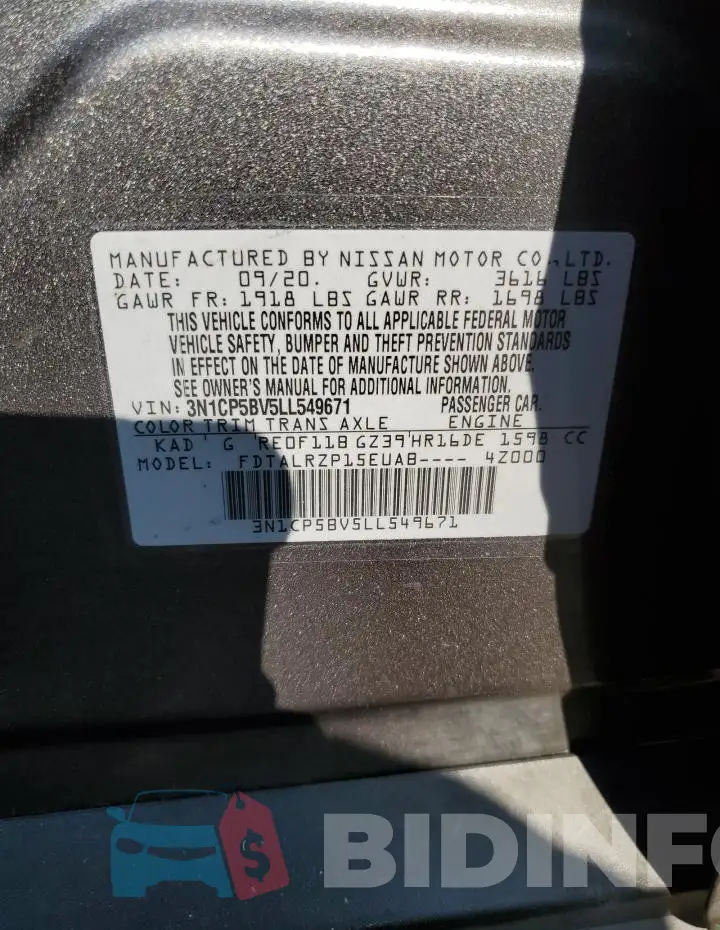 3N1CP5BV5LL549671 Photo# 12