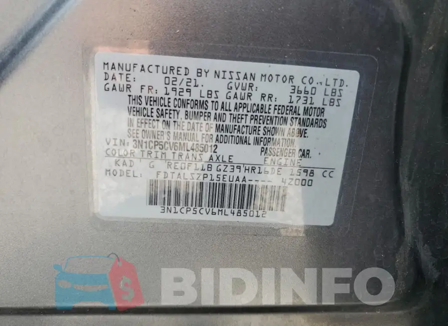 3N1CP5CV6ML485012 Photo# 14