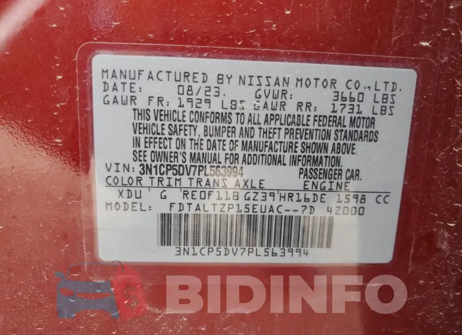 3N1CP5DV7PL563994 Photo# 12