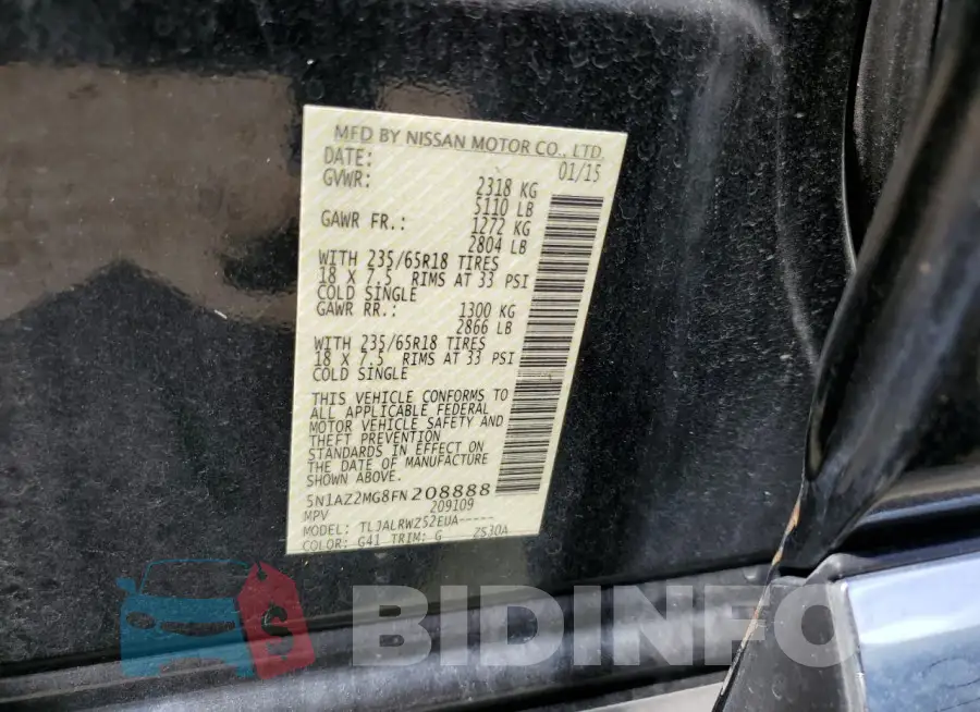 5N1AZ2MG8FN208888 Photo# 13