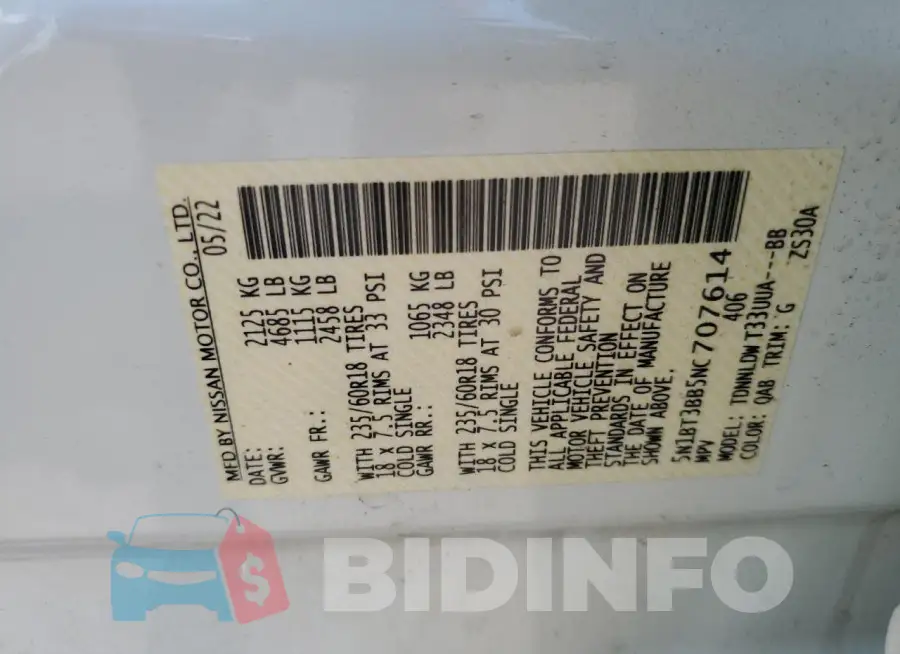 5N1BT3BB5NC707614 Photo# 14