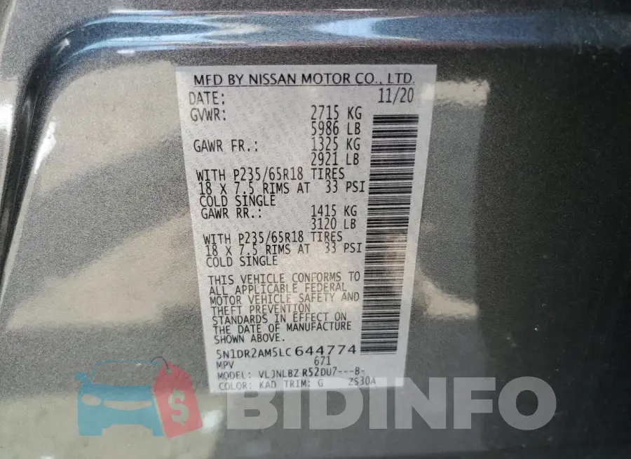 5N1DR2AM5LC644774 Photo# 13