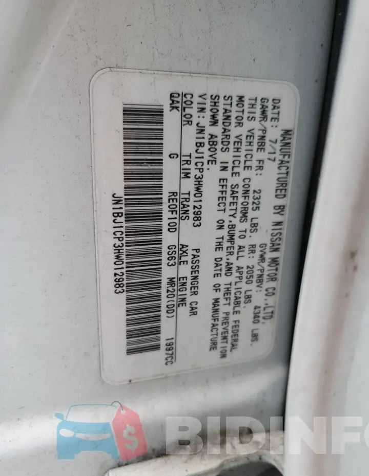 JN1BJ1CP3HW012983 Photo# 12