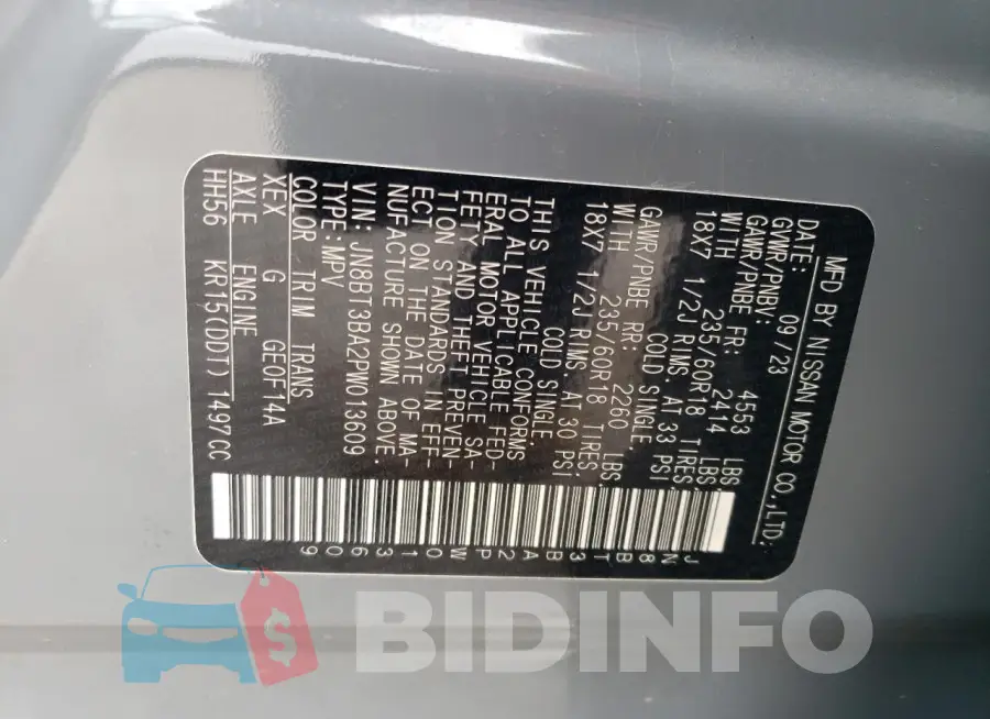 JN8BT3BA2PW013609 Photo# 12