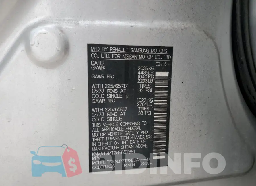 KNMAT2MT2GP657881 Photo# 14