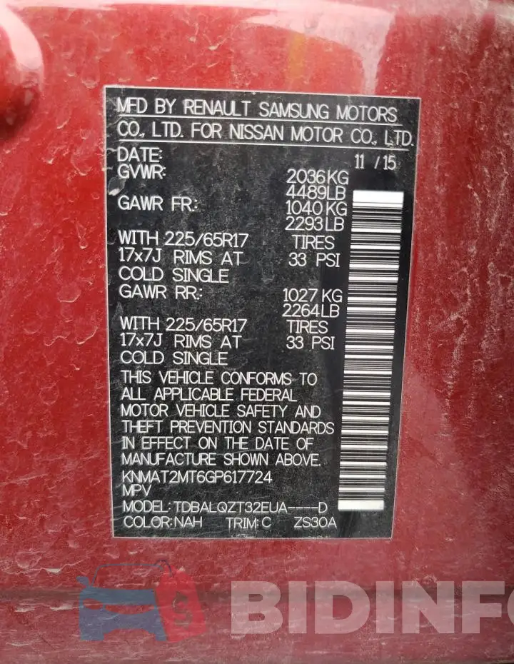 KNMAT2MT6GP617724 Photo# 13