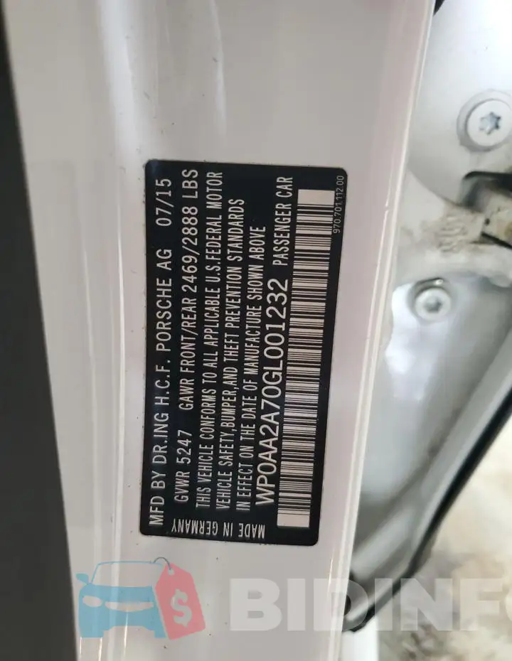 WP0AA2A70GL001232 Photo# 12