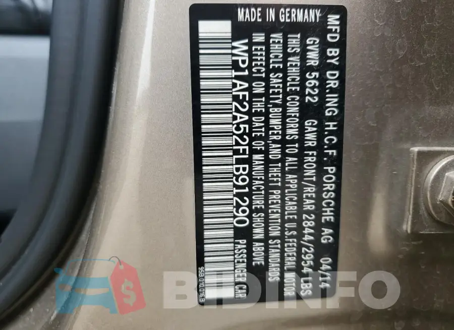 WP1AF2A52FLB91290 Photo# 13