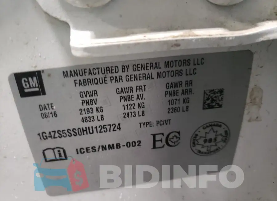 1G4ZS5SS0HU125724 Photo# 12
