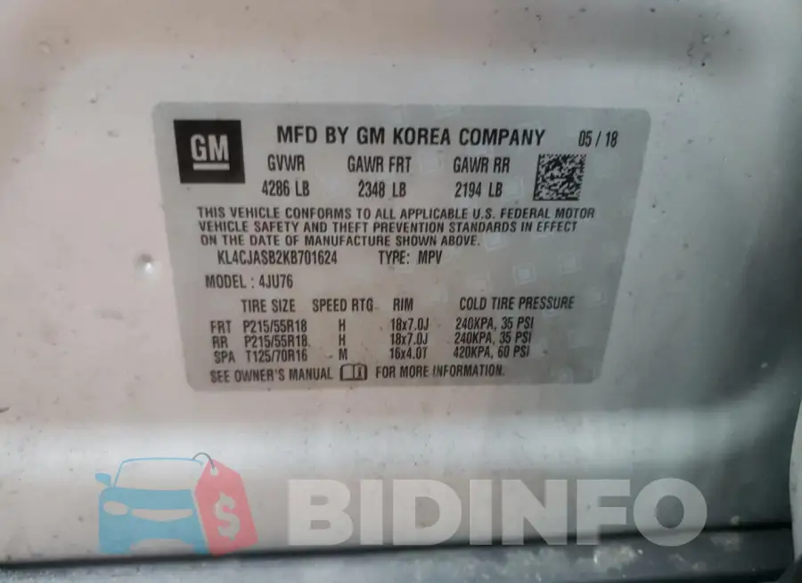 KL4CJASB2KB701624 Photo# 13
