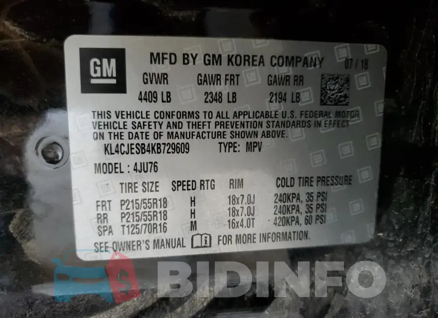 KL4CJESB4KB729609 Photo# 13