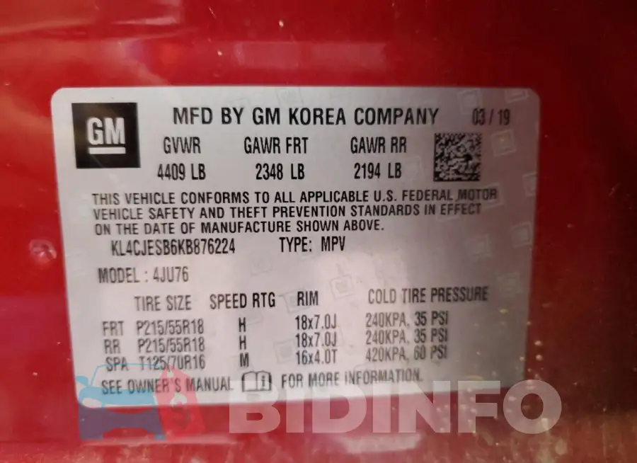 KL4CJESB6KB876224 Photo# 13