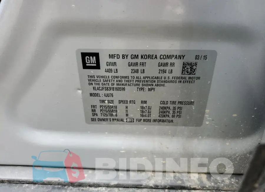 KL4CJFSB3FB160599 Photo# 12