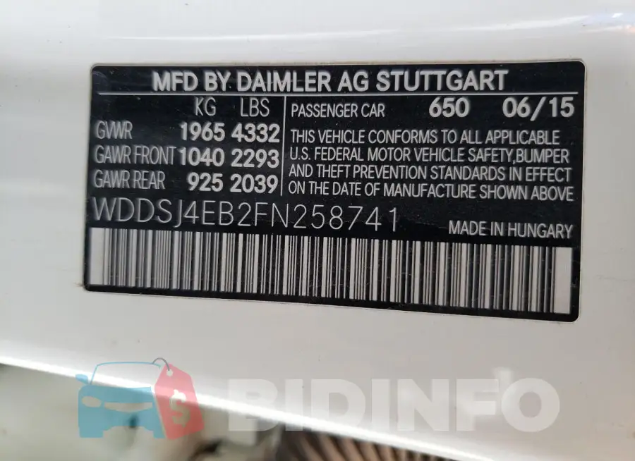 WDDSJ4EB2FN258741 Photo# 12