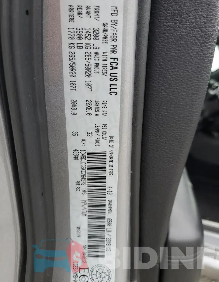 1C4RDJDG5KC764579 Photo# 13