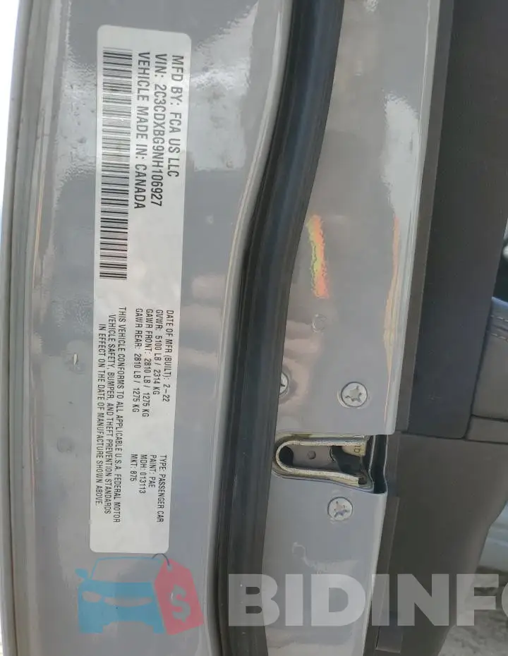 2C3CDXBG9NH106927 Photo# 13