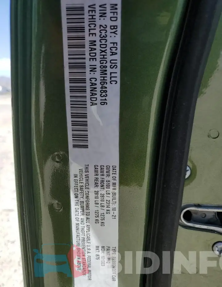 2C3CDXHG8MH648316 Photo# 13