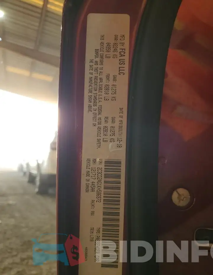 2C3CDZAG1KH586972 Photo# 12