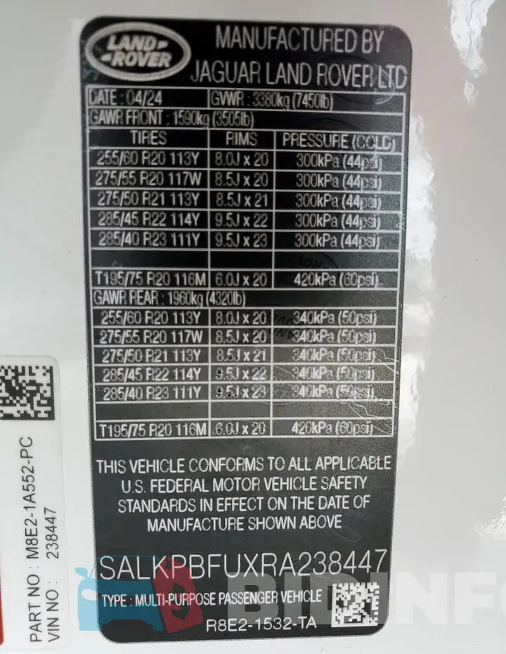 SALKPBFUXRA238447 Photo# 13