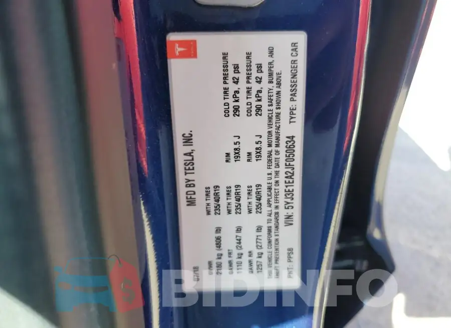 5YJ3E1EA2JF050634 Photo# 12