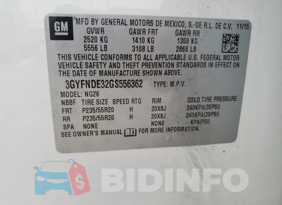 3GYFNDE32GS556362 Photo# 14