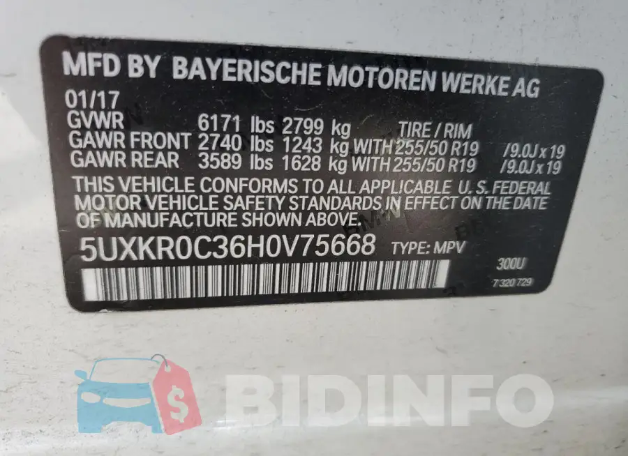 5UXKR0C36H0V75668 Photo# 12