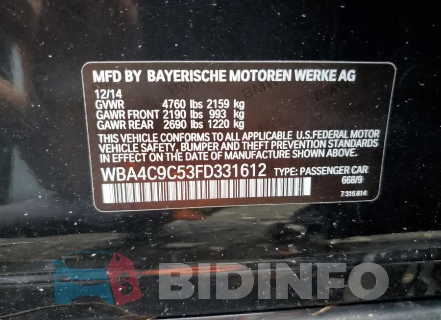 WBA4C9C53FD331612 Photo# 12