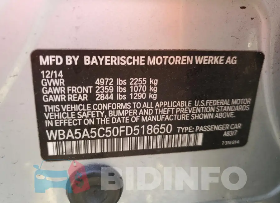 WBA5A5C50FD518650 Photo# 13