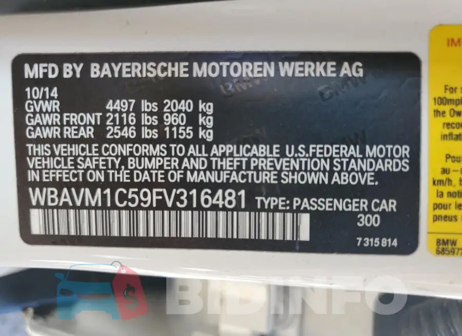 WBAVM1C59FV316481 Photo# 12