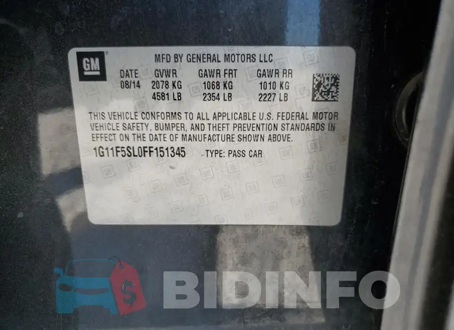 1G11F5SL0FF151345 Photo# 12