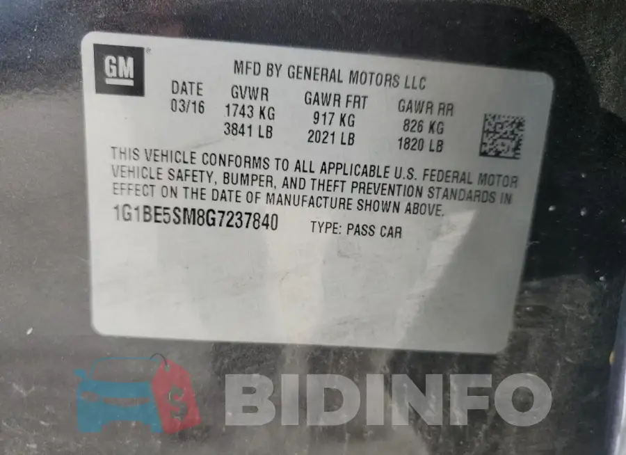 1G1BE5SM8G7237840 Photo# 12
