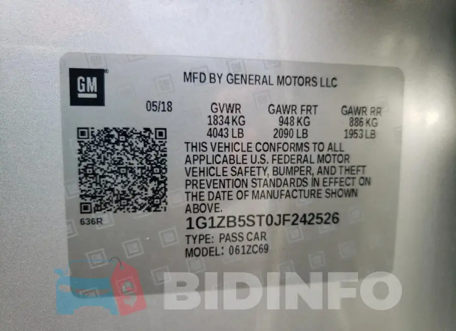 1G1ZB5ST0JF242526 Photo# 12
