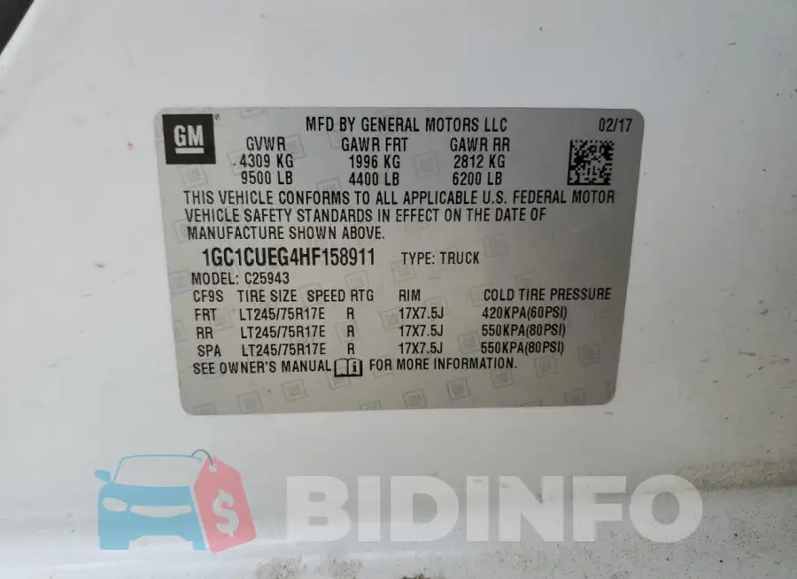 1GC1CUEG4HF158911 Photo# 12