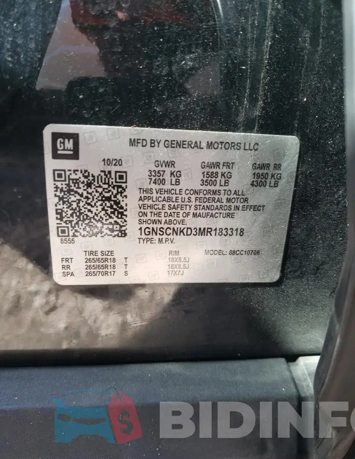 1GNSCNKD8MR173318 Photo# 13