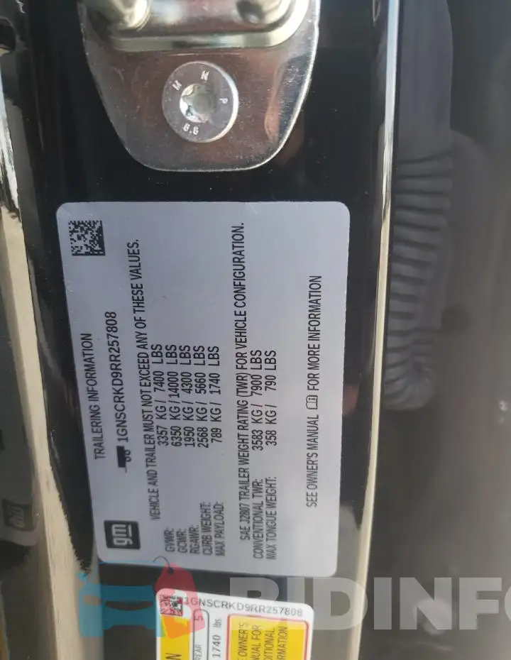 1GNSCRKD9RR257808 Photo# 13