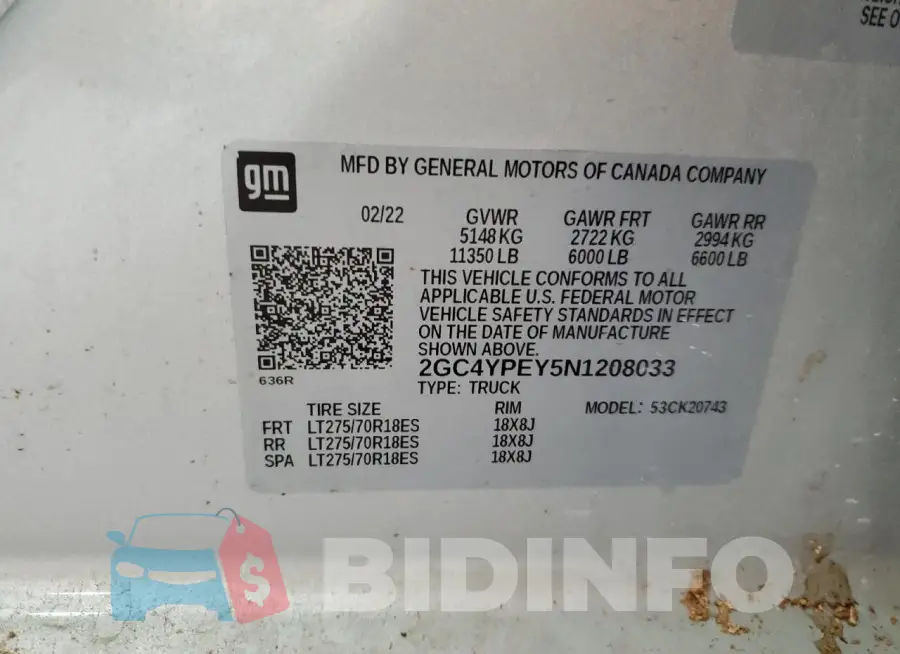2GC4YPEY5N1208033 Photo# 12