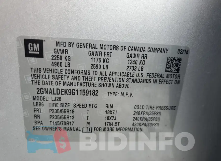 2GNALDEK9G1159182 Photo# 13