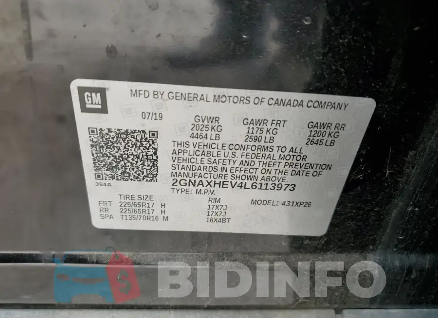 2GNAXHEV4L6113973 Photo# 13