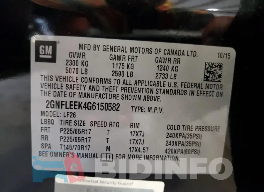 2GNFLEEK4G6150582 Photo# 13