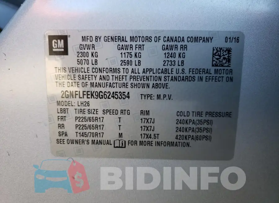2GNFLFEK9G6245354 Photo# 13