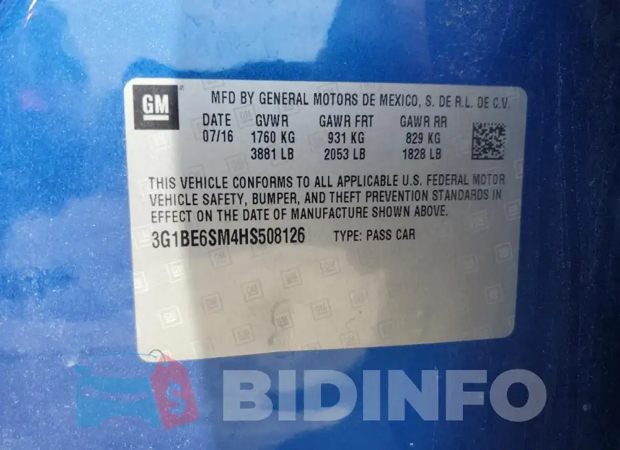 3G1BE6SM4HS508126 Photo# 12