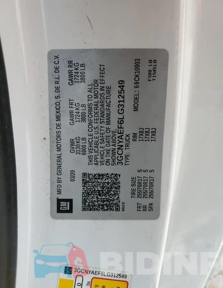 3GCNYAEF6LG312549 Photo# 12