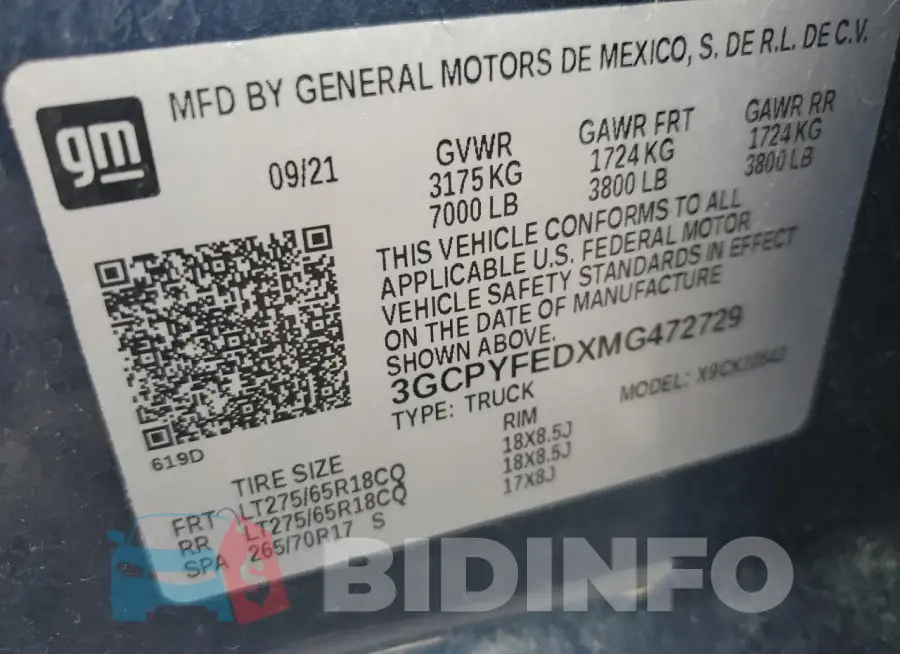 3GCPYFEDXMG472729 Photo# 12