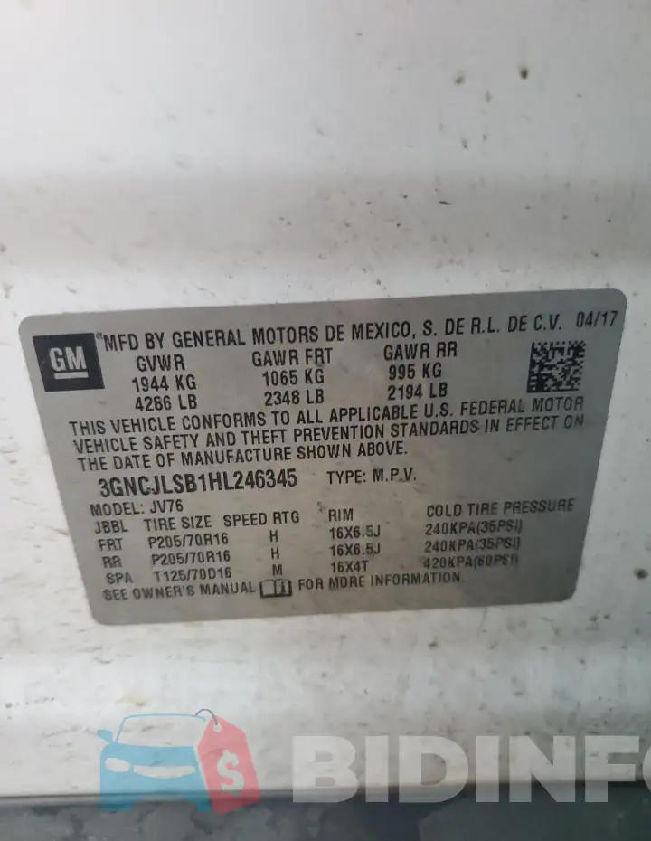 3GNCJLSB1HL246345 Photo# 13
