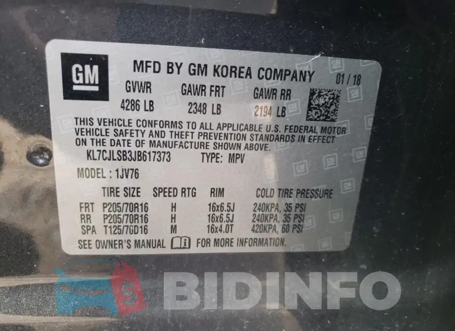 KL7CJLSB3JB617373 Photo# 12