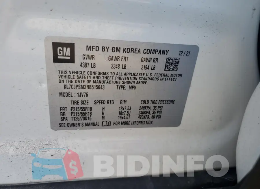 KL7CJPSM2NB515643 Photo# 12