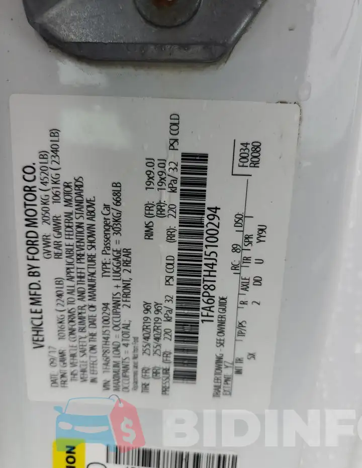 1FA6P8TH4J5100294 Photo# 13