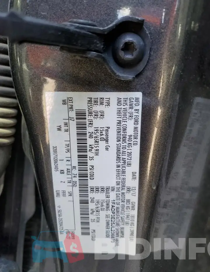 1FADP3E25JL236870 Photo# 12