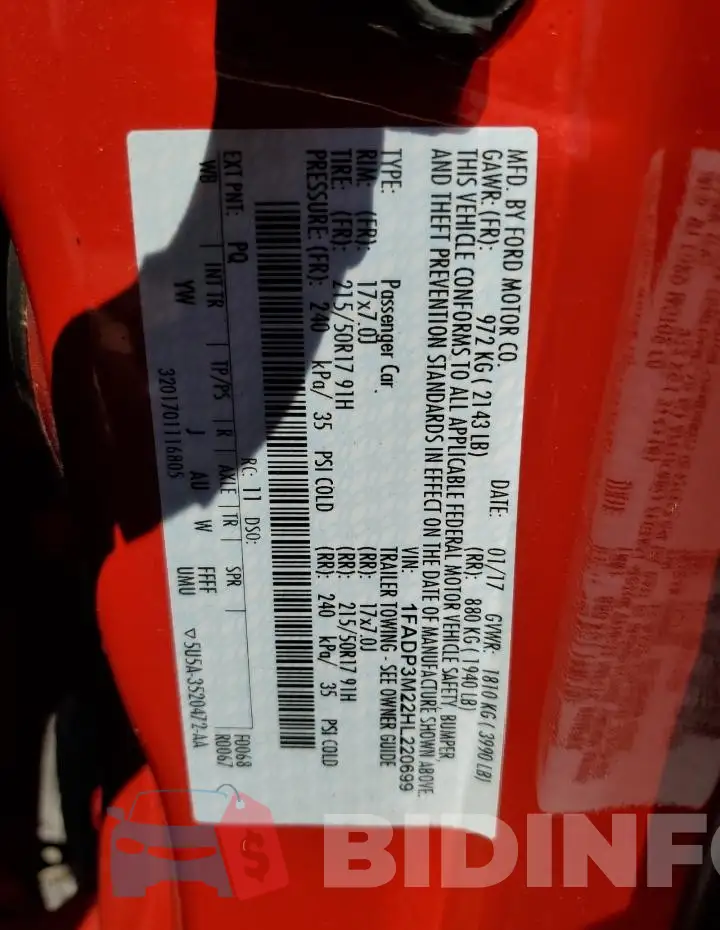 1FADP3M22HL220699 Photo# 13
