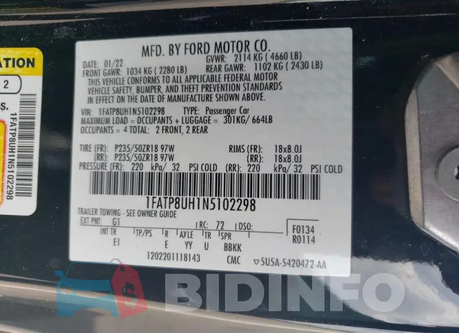 1FATP8UH1N5102298 Photo# 12